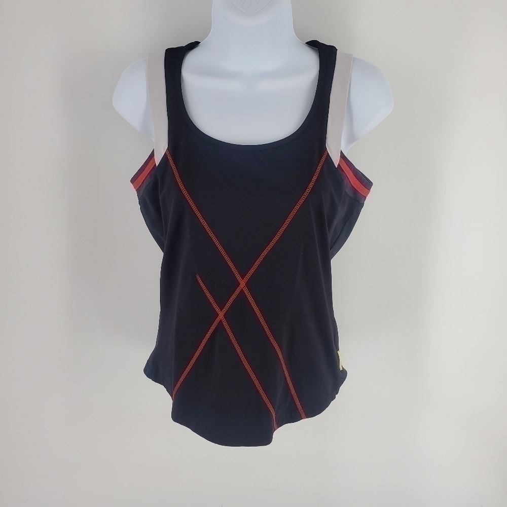 Pure Lime Black Tank top with Red stitching Small